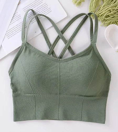 Sexy Women Tops Back Cross Strap Tank Top Push up Running Sports Bra Breathable Soft Fitness Beauty Solid Color Yoga Bra