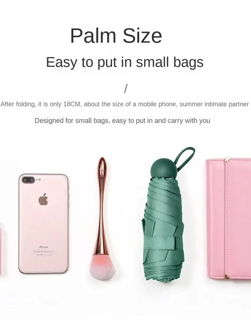 Load image into Gallery viewer, Capsule Umbrella Portable Mini Sunshade Sunscreen Rain Umbrella Black Rubber Alloy Handle Foldable Sun Rain Dual Use
