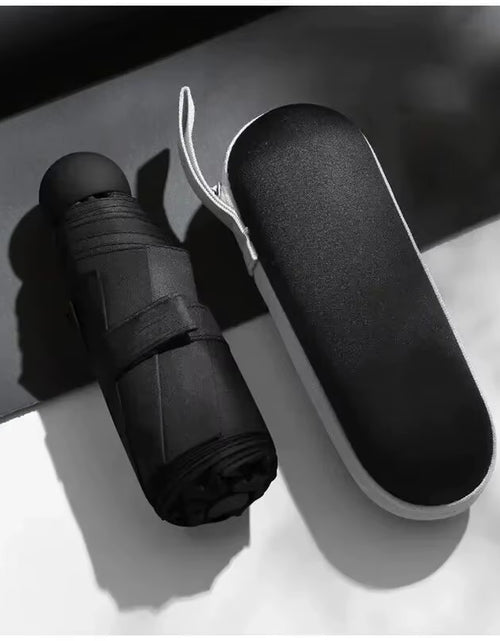 Load image into Gallery viewer, Capsule Umbrella Portable Mini Sunshade Sunscreen Rain Umbrella Black Rubber Alloy Handle Foldable Sun Rain Dual Use
